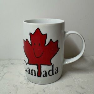 Smiling Maple Leaf Canada Mug - Red and White